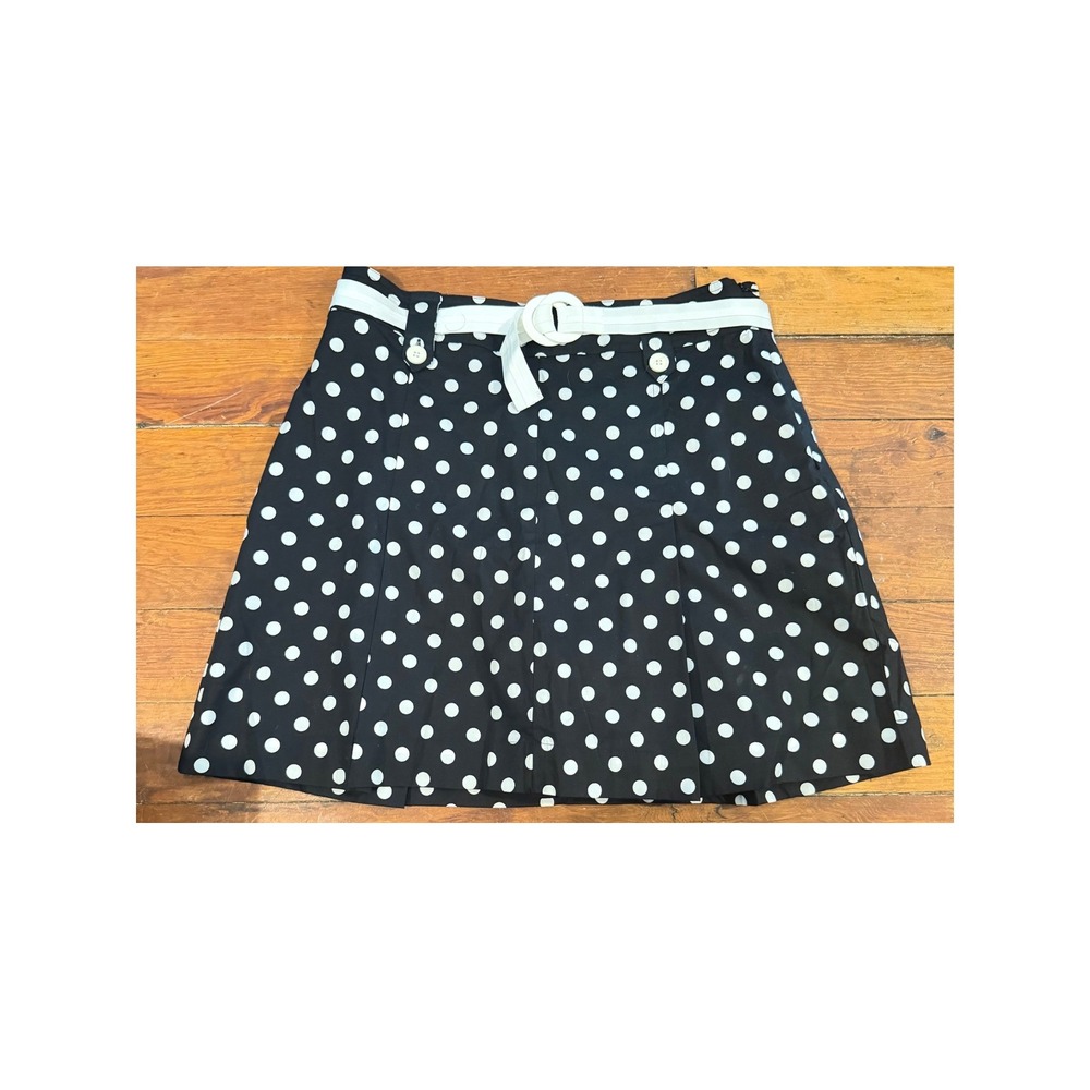 White Stag Womens Black White Polka Dot A-Line Mini Skirt with Belt Size 10‎